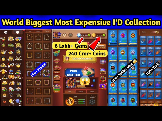 World Biggest Most Expensive Pro I'D Collection 😱 Carrom Pool Pro I'D Review Don't Miss 🔥