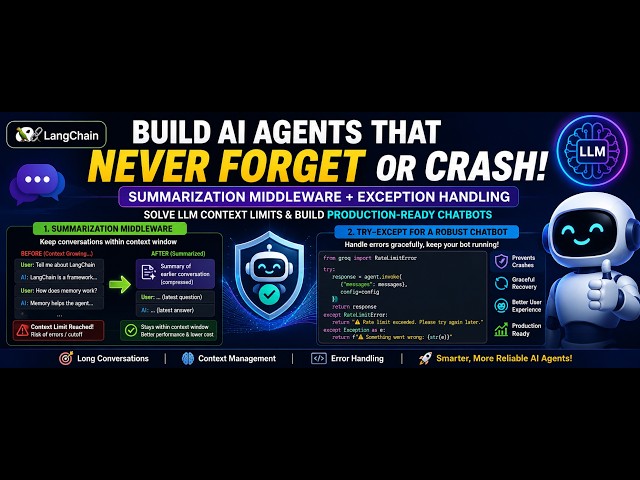 8. Never Hit the LLM Context Limit Again! LangChain Summarization Middleware Explained| #llm #agent
