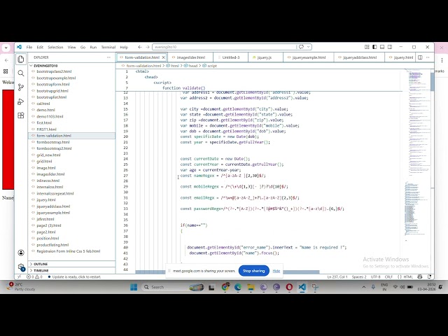 JQuery 3 Class 26 (3 April 2026 )