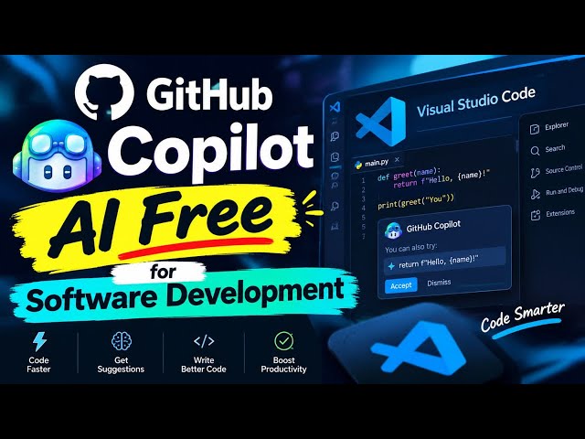 How to Use GitHub Copilot AI for FREE in VS Code | Free AI Coding Tool 2026 for Software Development