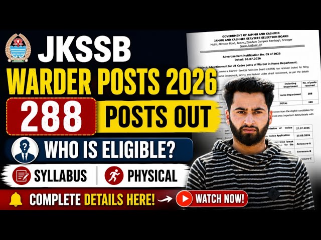 JKSSB Warder Posts 2026 | Jkssb Warder Posts Syllabus 2026 | Jkssb New Posts 2026