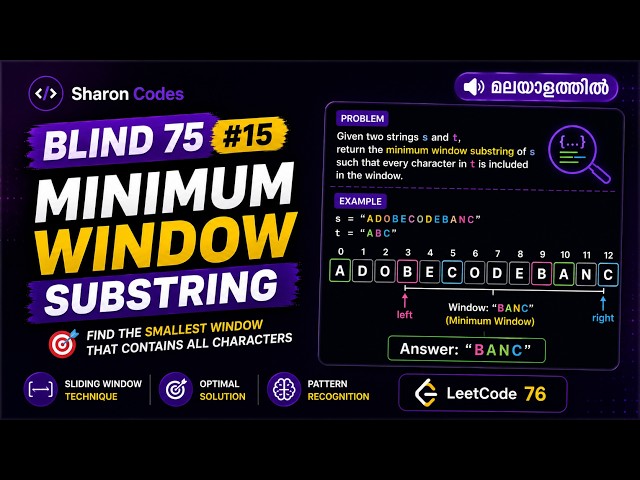 15. Minimum WIndow Substring | BLIND 75 in Malayalam | DSA