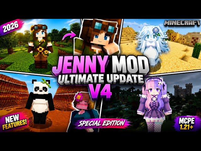 (New Update 🥵) Jenny Mod V3 For Minecraft Pe 1.21+🥶|| Jenny Mod Download Without Password 🔑|| Addon