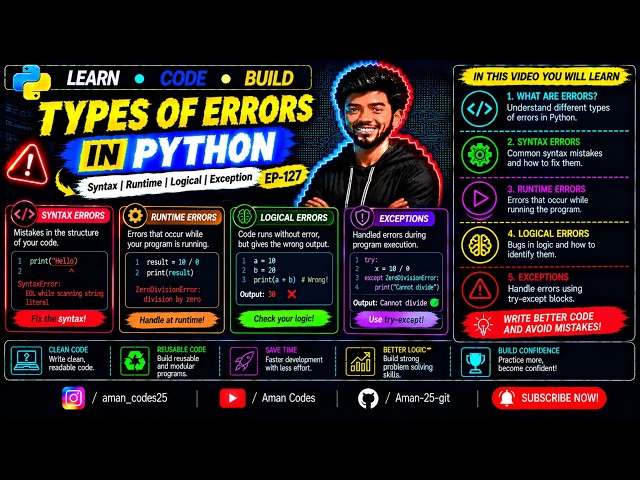 Types of Errors in Python | EP-127