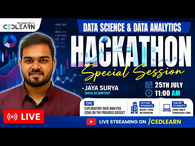 Live: Exploratory Data Analysis (EDA) Workshop | Data Analytics Hackathon | Jaya Surya | CEDLEARN
