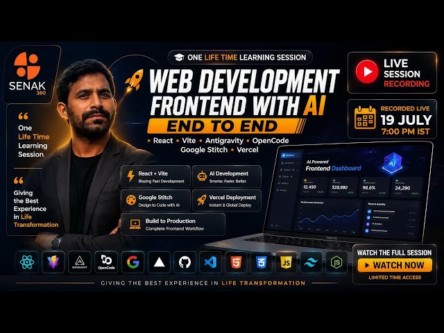 🔥Live -19th July 7:00 PM, E2E Web Development with AI | React, Vite,Tailwind CSS & Vercel Deployment