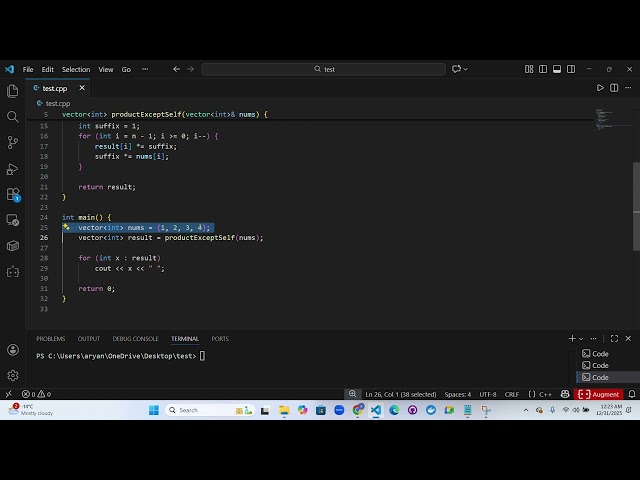 Product of array prefix and suffix