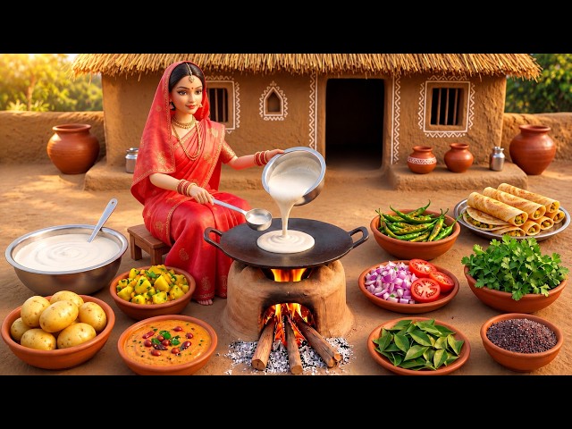 Miniature Doll Cooking Masala Dosa with Peanut Chutney 🌮🔥 | IndianTiny Kitchen ASMR
