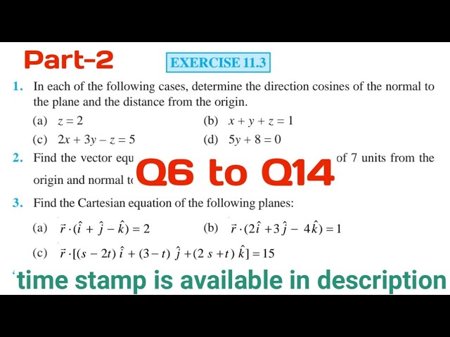 Ex 11.3 class 12 maths ncert Three Dimensional Geometry Q6 to Q14