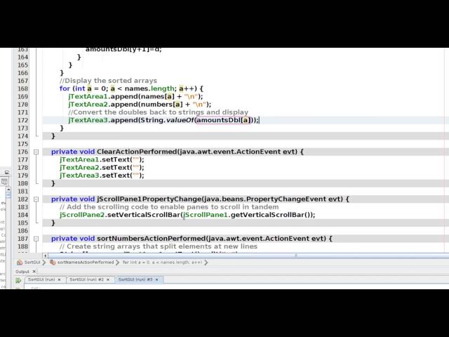 Java Netbeans GUI for sorting strings and doubles.  Part 2 of 2
