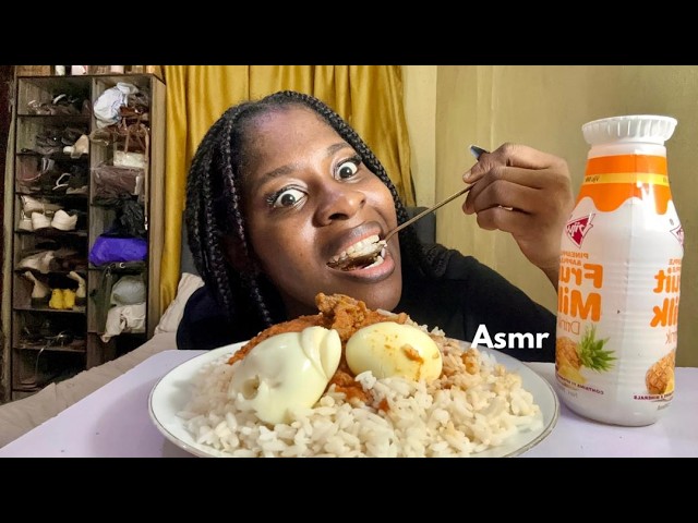 Relaxing Mukbang 🍛 Rice, Stew, Eggs, Chicken & Fruit Milk Drink