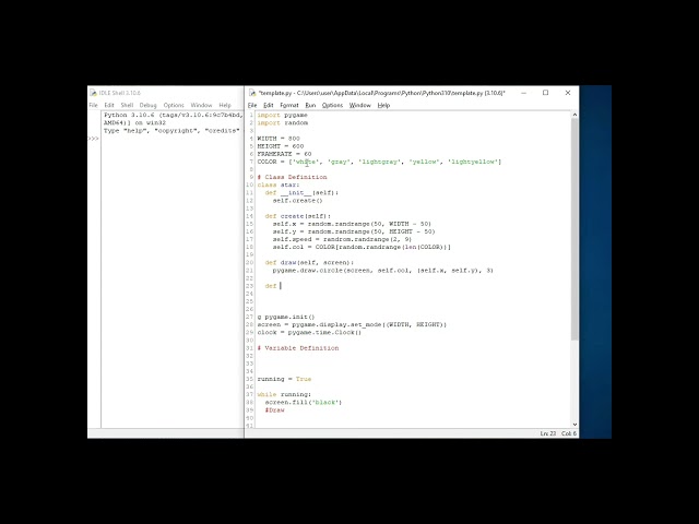 Star Background in pygame