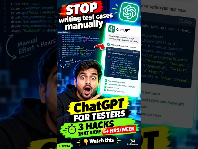 ChatGPT for Testers AI Hacks That Save 5+ Hours a Week 🔥 #shorts #viral #chatgpt #trending #usa #ai.