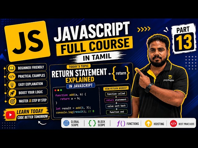 JavaScript Full Course in Tamil - Part 13 | Return Statement in JavaScript Explained | Payilagam