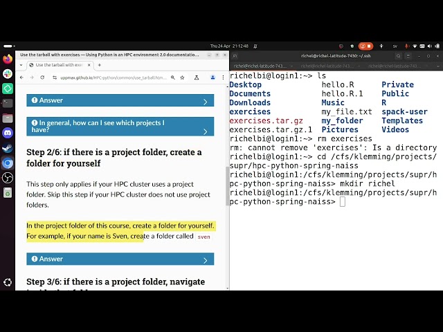 NAISS HPC Python: Use the tarball with exercises, for Dardel