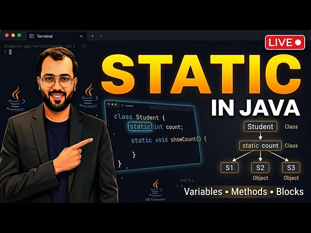 Static Keyword in Java Explained | Static Variables, Methods & Blocks | CS Edupoint