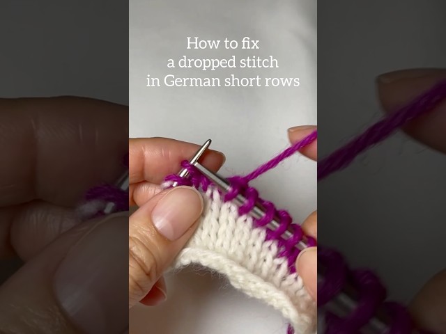 How to fix a dropped stitch in German short rows #knittig