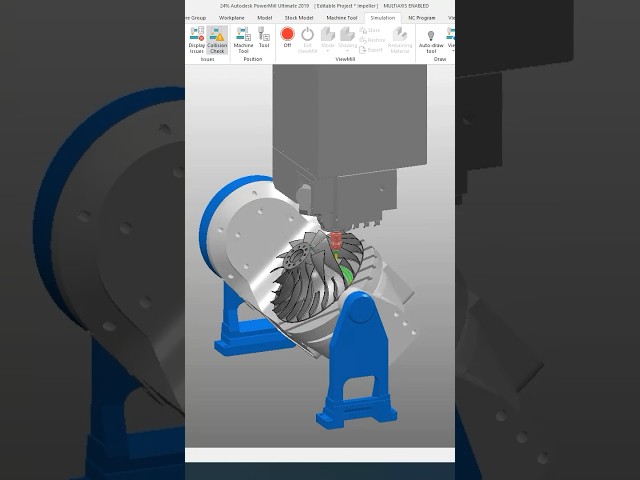 PowerMill 5-Axis Impeller Finishing #CNC #PowerMill #5AxisMachining #ImpellerFinishing #Engineering