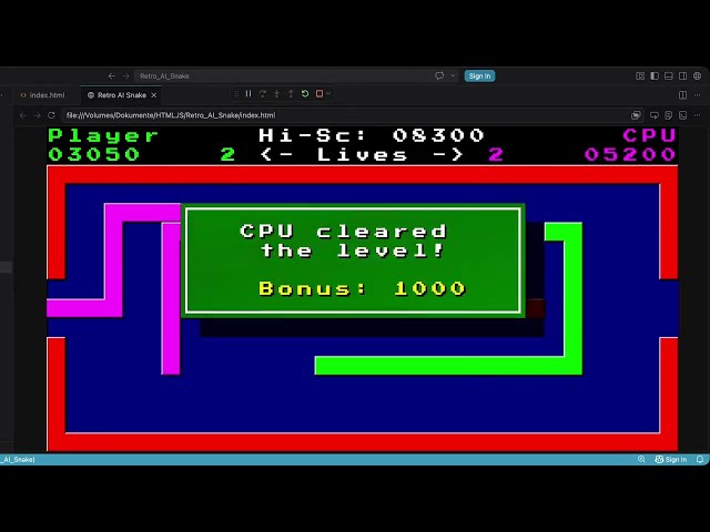 Retro AI Snake – A competitive javascript / three.js game on Itch.io