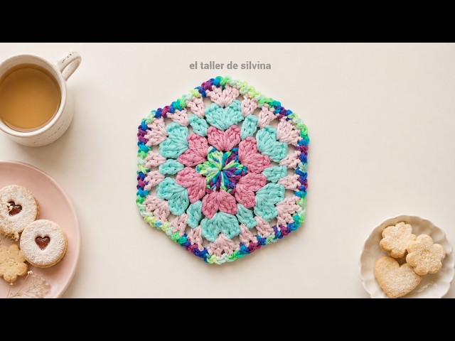 Granny hexagonal, paso a paso. #crochetpattern #crochet #granny #hexagonocrochet #crochettutorial