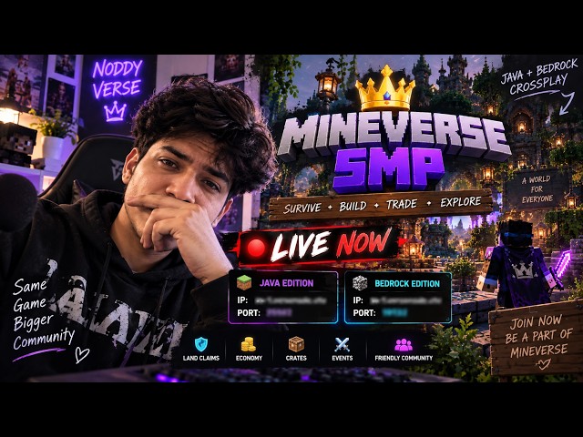🔴 MINEVERSE SMP IS LIVE! 🚀 |  Minecraft | Java + Bedrock | Join Now!