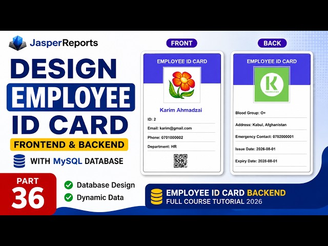 JasperReports Tutorial for Beginners 2026 | Employee ID Card Backend with MySQL(Full Course Part 36)