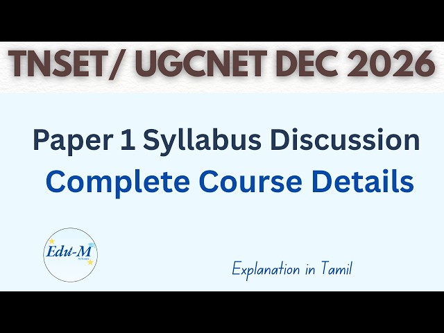 TNSET | UGC NET Dec 2026| Paper 1Topics Discussed| Crash+Combined Course |Paper 2 Subjects|Details