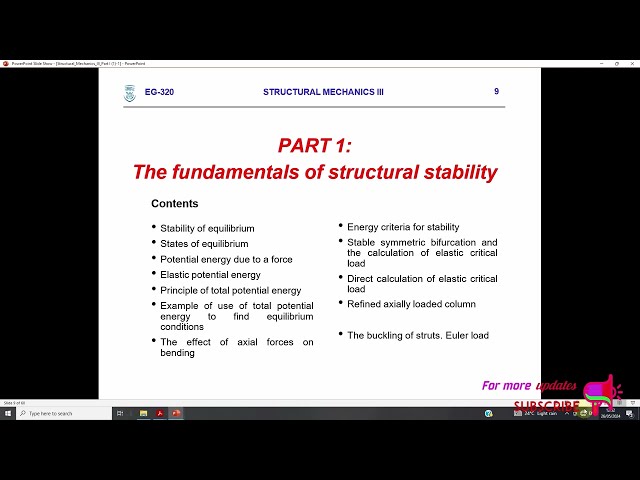 Structural Mechanics 3 Part 2 || Fundamentals of structural stability