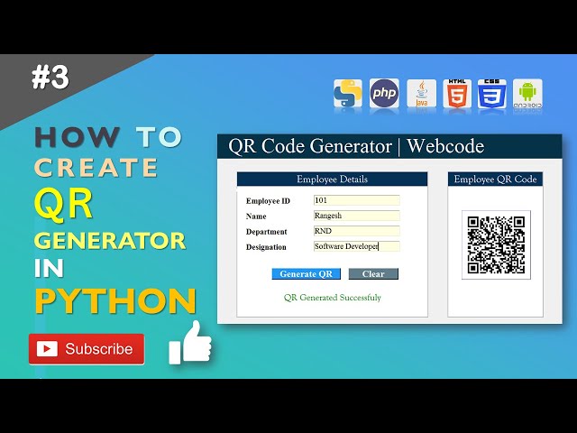 How to Create QR Code Generator in Python | Complete GUI python tutorial in Hindi #Part3