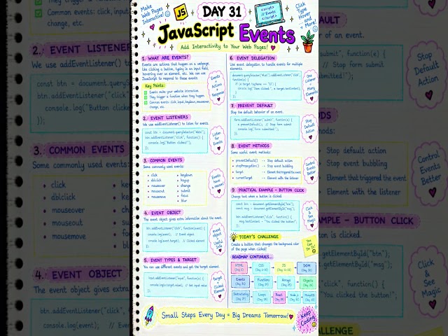 Button Click करते ही Magic! 🤯🔥 | JavaScript Events | DAY 31 #shorts