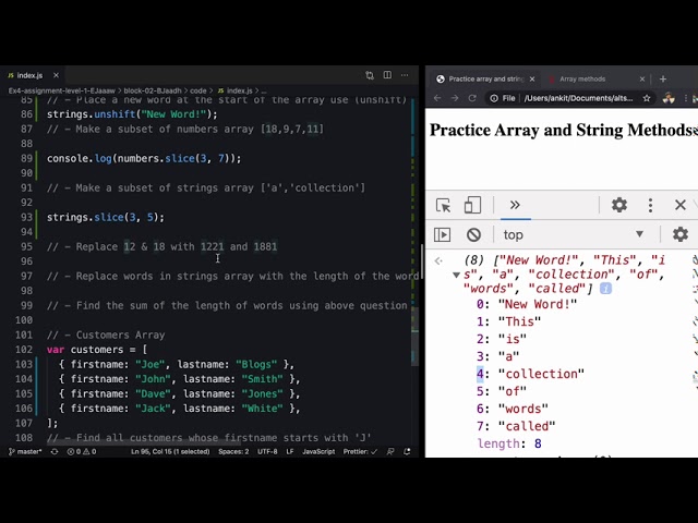 Assignment: Array And String Methods in JavaScript