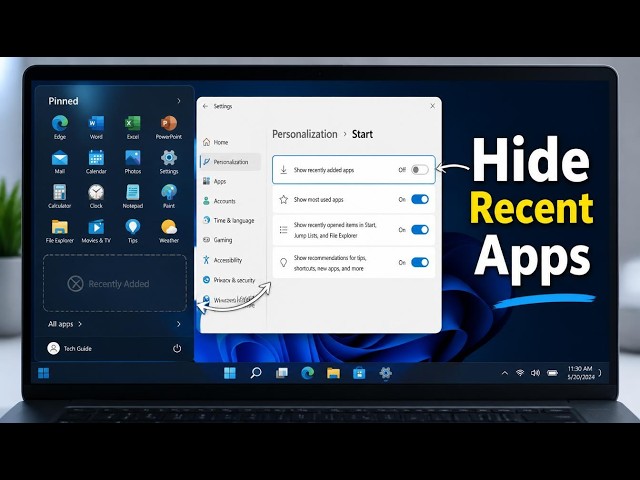 How to Hide Recently Added Apps in the Start Menu on a Laptop