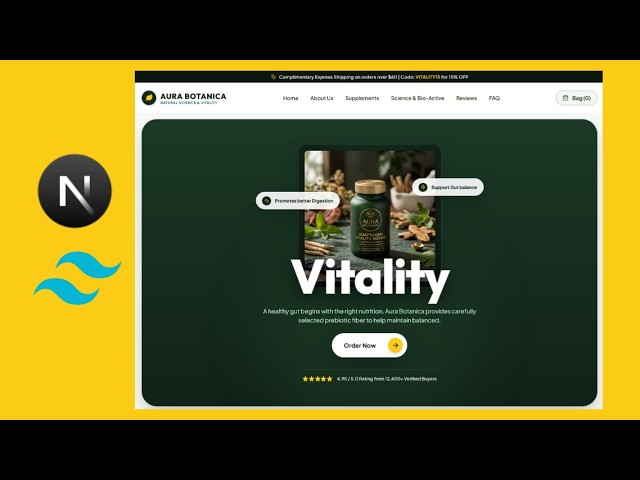 Nextjs templates Premium Wellness E-Commerce Landing Page with Tailwind