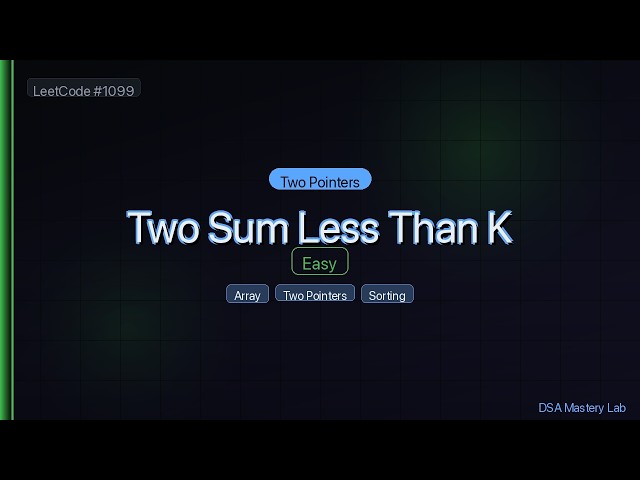 LeetCode 1099: Two Sum Less Than K — The Two Pointers Trick (C#)