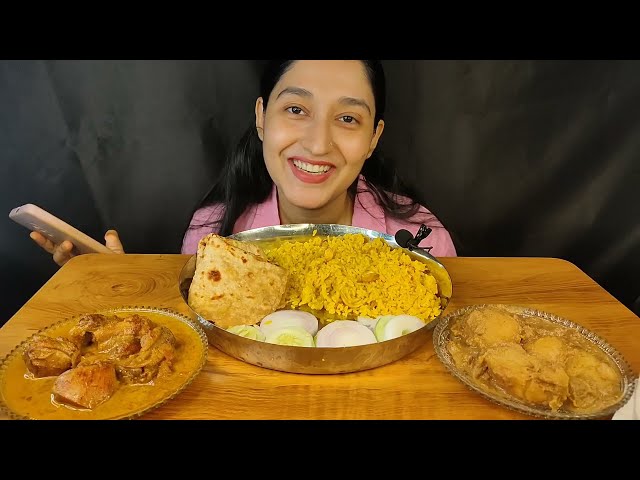 Eating Basanti Polao Chicken Curry Aloodum Paratha/Bengali Eating Show/Eating Video 