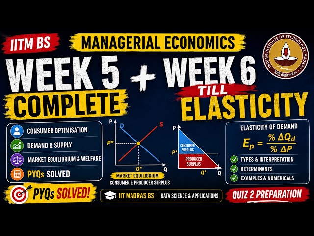 IITM BS Managerial Economics Week 5 COMPLETE + Week 6 till Elasticity | PYQs + Concepts