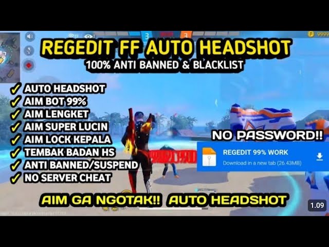 REGEDIT FF 100% HS + AIM GA NGOTAKK!!!