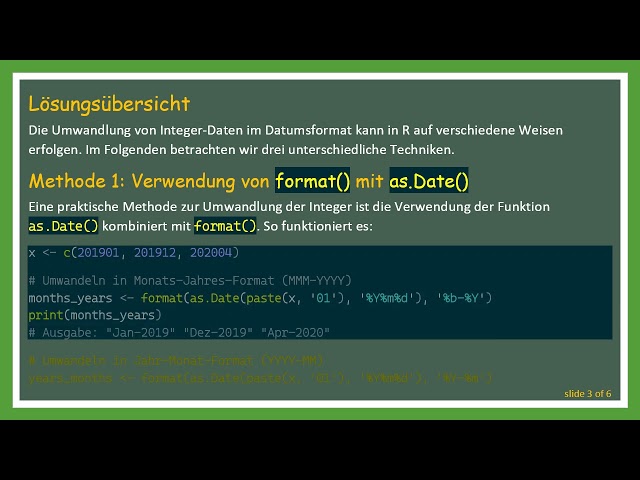 Wie man Integer-Daten in Jahr und Monat in R Programming konvertiert
