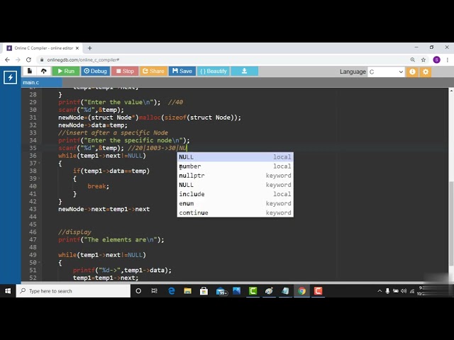 38  Inserting a new node after a specific node   C Code