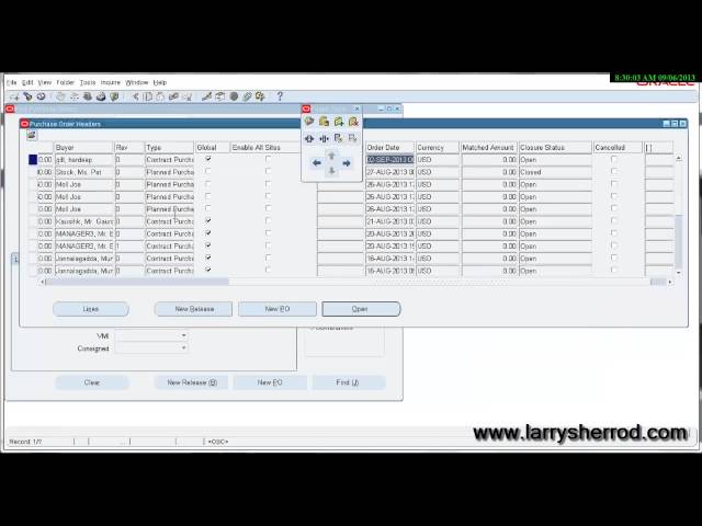 PUR Folder Tools for PO Summary, Oracle Applications Training