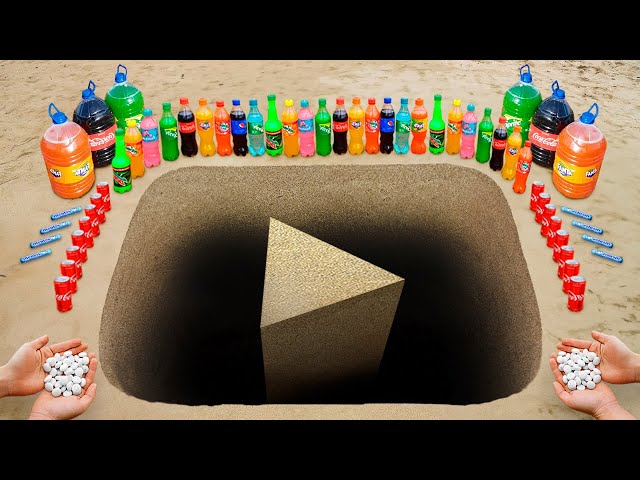 Giant toothpaste eruption from a YouTube well, big Fanta, Mirinda, Coke vs Mentos!