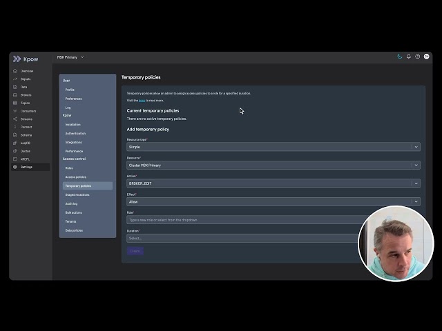 Apache Kafka Temporary Access & Just-In-Time Permissions: Kpow Demo