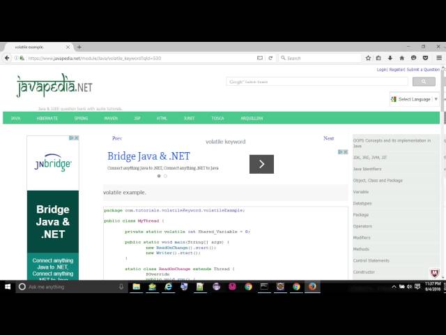 volatile example. - javapedia.net