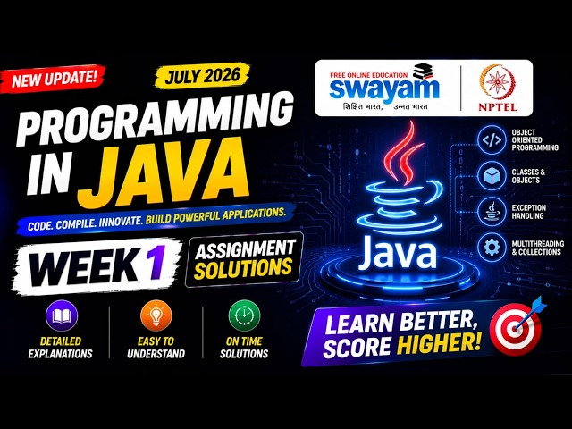 Programming in Java Week 1 Assignment Answers 2026 | NPTEL July 2026 | 100% Correct Solutions