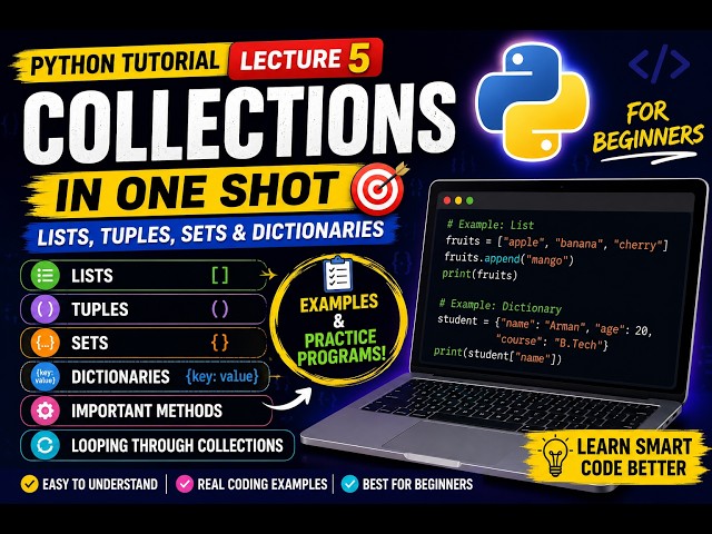 🚀 Python Loops in One Shot | While Loop, For Loop, Break, Continue, Pass | Python Course