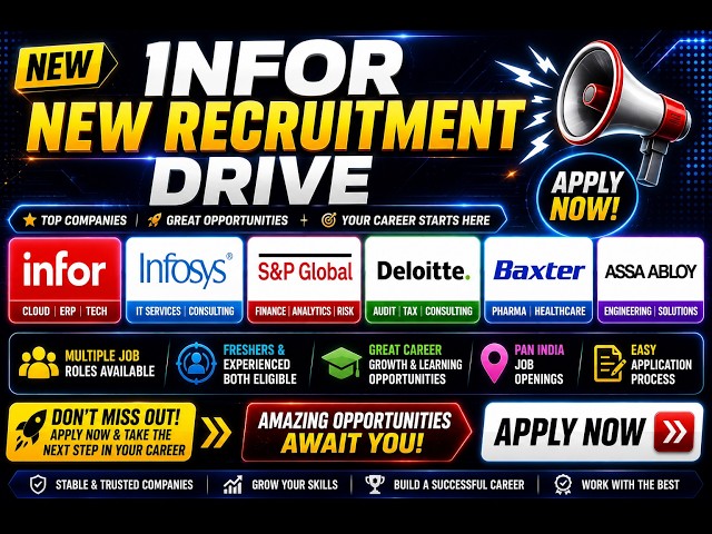 Infor New Recruitment Drive | Infosys, S&P Global, Deloitte, Baxter, assaabloy Jobs | Apply Now