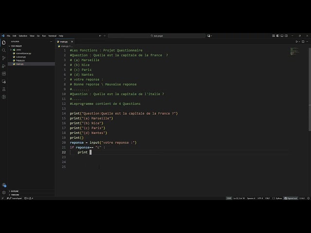 Créer un Questionnaire (Quiz) en Python | Afficher les Bonnes et Mauvaises Réponses