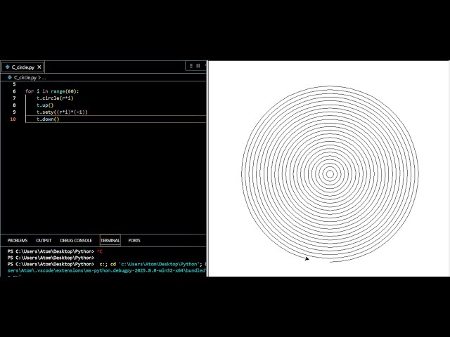 How to draw concentric circles in python turtle?
