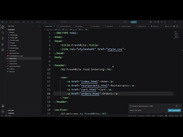 FreshBite Food Ordering Website | HTML CSS JavaScript Project | Web Development