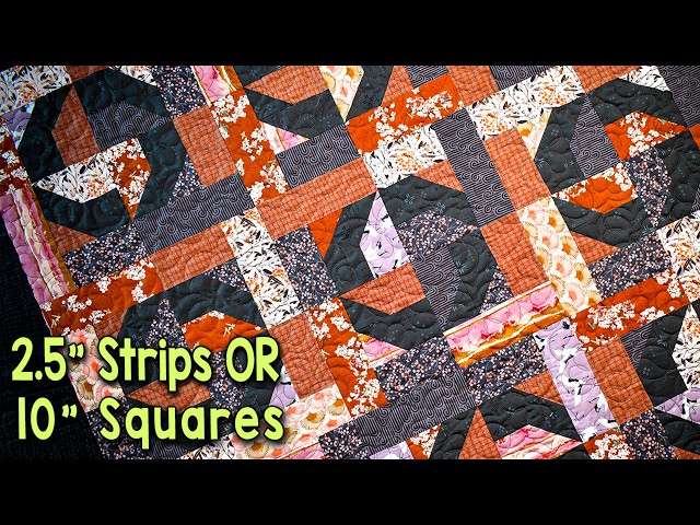 Use 2.5" Strips (Jelly Rolls) or 10" Squares (Layer Cakes) To Create Twirl | Free Quilt Pattern